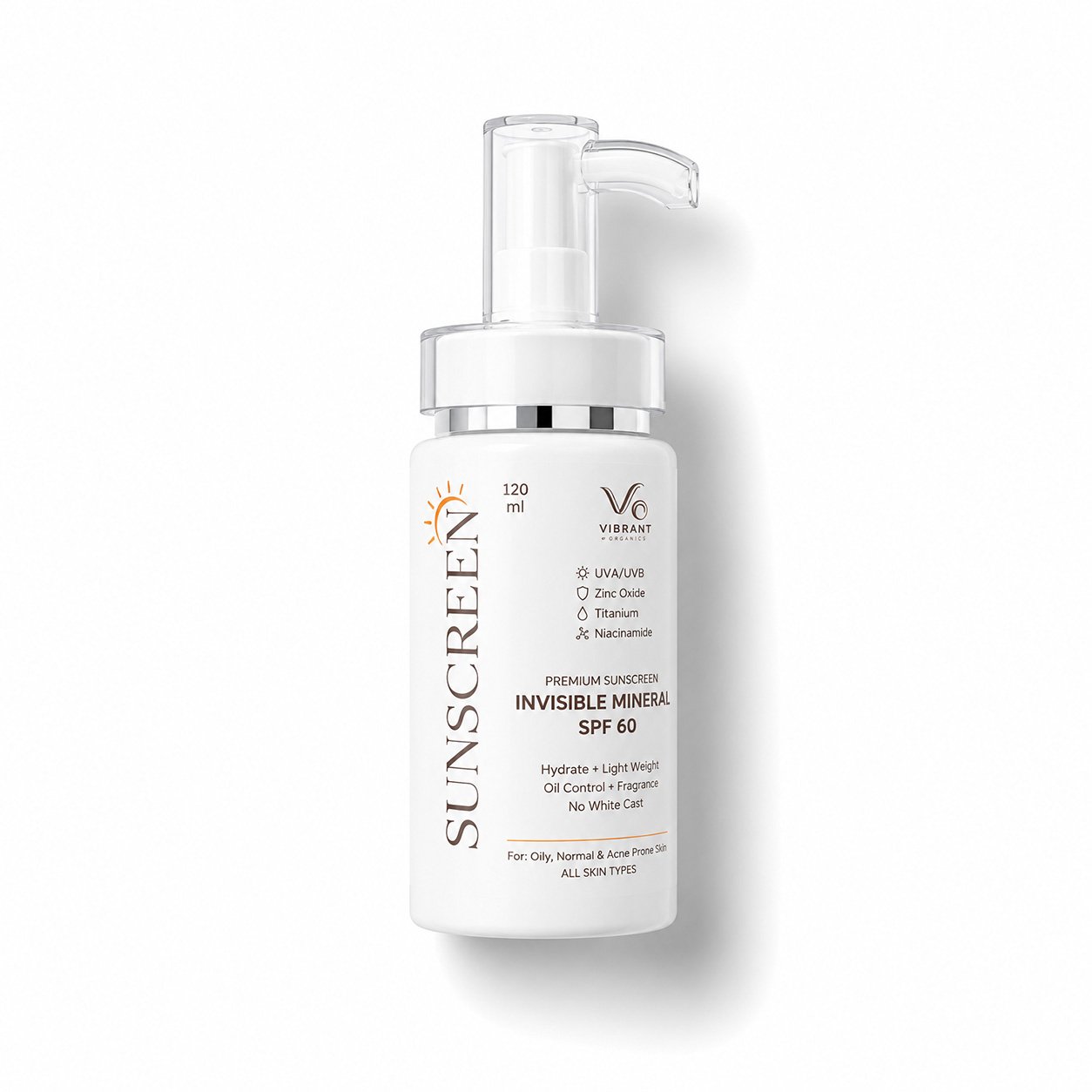 Ultra Defense Sunscreen SPF 60 Vibrant Organics Ultra Defense Invisible Mineral Sunscreen SPF 60 with Zinc Oxide, Titanium Dioxide, Glutathione, and Niacinamide for broad spectrum daily sun protection.